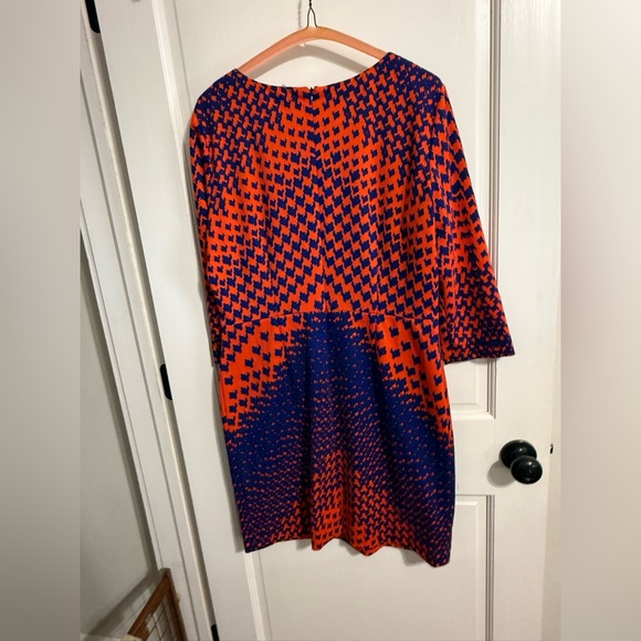 Cremieux Blue and Orange Geometric Dress - Picture 5 of 6